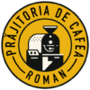 Logo Prajitoria de Cafea Roman – siglă rotundă cu prăjitor de cafea stilizat